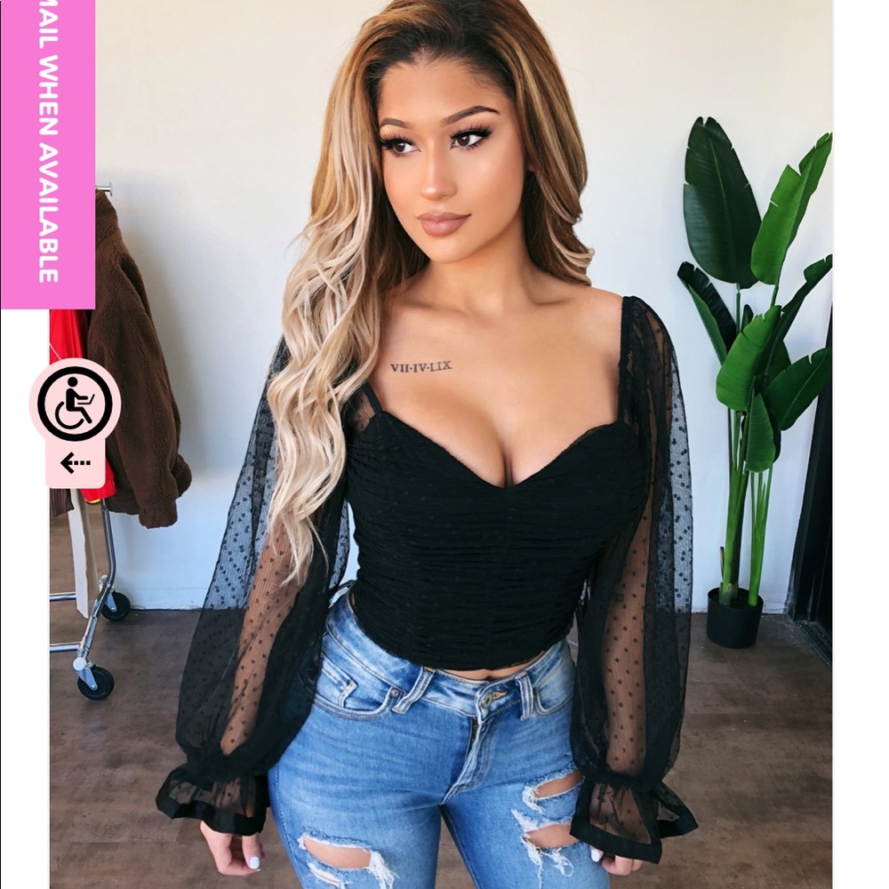 OOTD Fash Audrey Long Sleeve Top (Black) — NWT